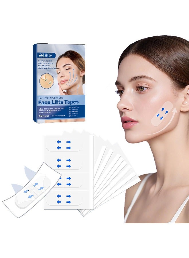 إيلهو غير مرئي ، مقاوم للماء مع مرونة قوية يرفع ويشد الجلد على الفور ، على شكل وجه V. لخط الوجه والذقن ، أشرطة شد الوجه ، ملصق شد الوجه 40 قطعة V-line أشرطة شد الوجه رقعة رفع الوجه والرقبة لثبات الوجه الخامس منع ترهل خطوط البرق - Image 1